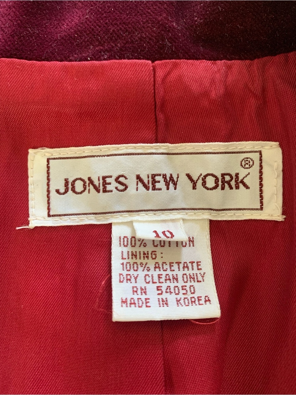 Jones New York Vintage 90s Magenta Cotton Velvet Blazer Jacket Size 10 - Picture 14 of 14